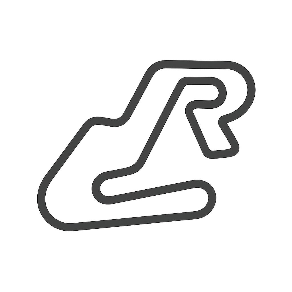 The logo should say 'Type R' in red text, with a simple outline of a race track, minimalistic style.